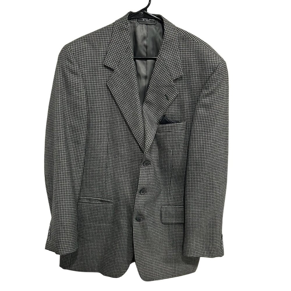 Mens Black White Houndstooth Blazer Jacket Sz 40R